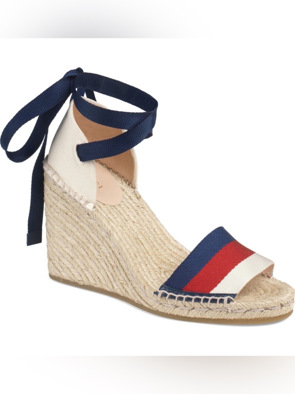 Gucci Lilibeth Sylvie Web Espadrille Wedge Sandals